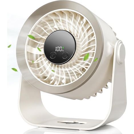 Ventilateur de Bureau USB Silencieux, 100 Vitesses Mini Ventilateur Table Portable, Écran LED, Rechargeable 2400mAh, Rotation 180° - Petit Ventilateurs pour Chambre, Bureau, Camping, Maison (1/5)