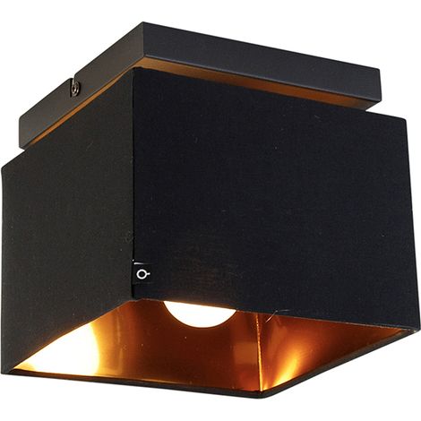 QAZQA Plafoniera con paralume vt - Moderno - Acciaio,Tessuto - Nero - Quadrato E27 Max. 1 x 4.5 Watt