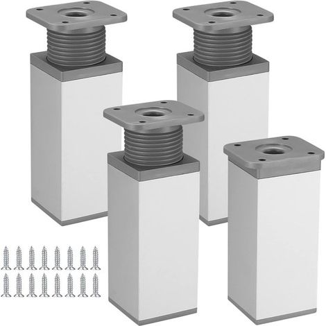 4 piedini regolabili per mobili, gambe per tavolo in metallo regolabili in altezza, gambe per tavolo regolabili per mobili da cucina (20 cm) Bianco (1/5)