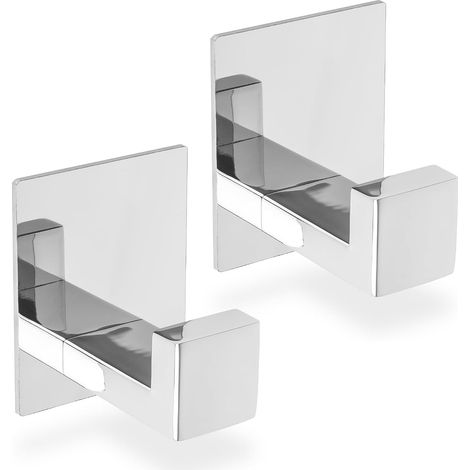 2 Pièces Crochet Adhésif Mural chrome Crochet serviette salle de bain en Acier Inox, Accroche Torchon Cuisine
