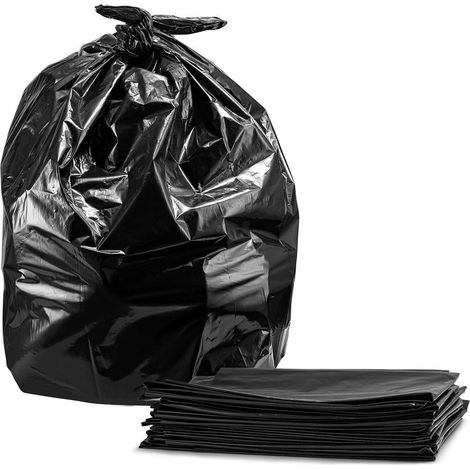 Sacs poubelle, (paquet de 10) Grands sacs poubelle noirs résistants (1/5)
