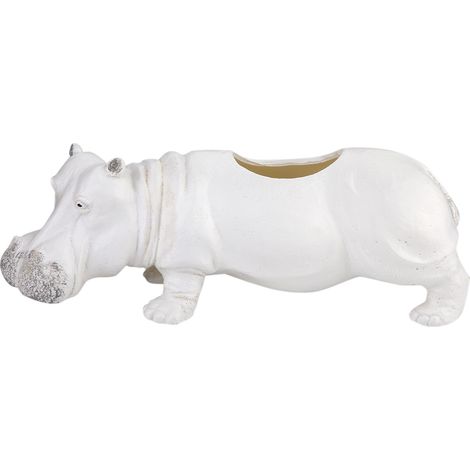 Pot De Fleurs En Céramique Hippopotame Avec Trou De Drainage Pour Succulentes Et Cactus Décoration Maison Bureau - Blanc - 1 Pièce (1/5)