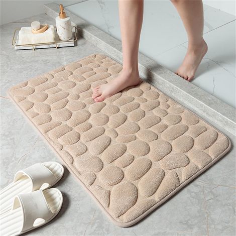 Tapis De Sol - Tapis Absorbant En Mousse Mémoire - Motif Galets 3D - Antidérapant - Pour Salle De Bain Cuisine Séjour - 40x60 Cm - 2 Pièces (1/4)
