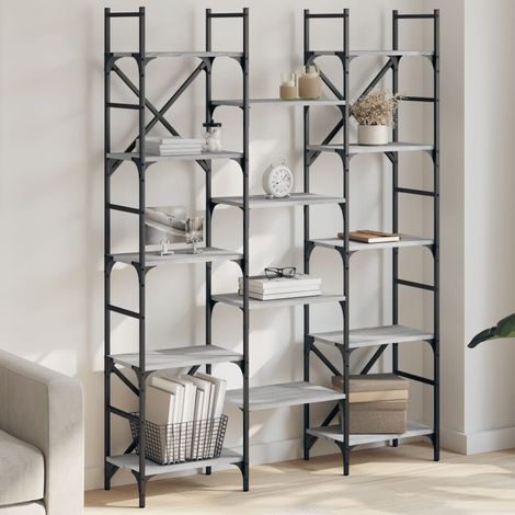 Estantería madera de ingeniería gris Sonoma 127,5x28,5x172,5 cm vidaXL (1/5)