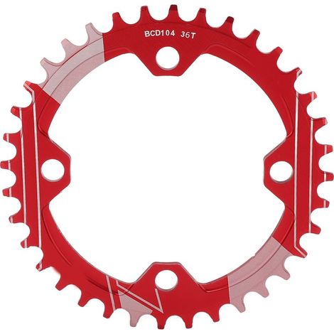 Plateau Lebycle 36T pour VTT, résistant à l'usure, entraxe 104 BCD, dents positives et négatives, rouge (1/5)