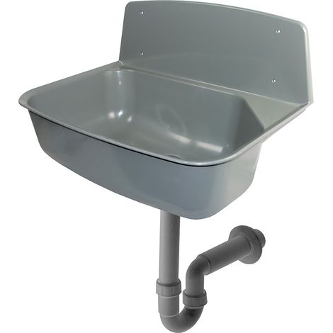 Ausgussbecken aus Kunststoff mit Spritzschutz und siphon DN 40/50 "Greta" (1/5)