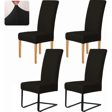 Esszimmerstuhlbezüge 4er Set, Stretch Hussen für Stühle, abnehmbar, universell, schwarz (1/5)