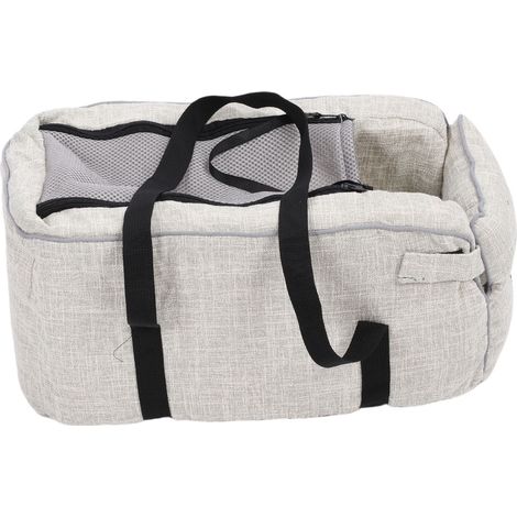 Siège de voiture pour chien, console centrale portable, accoudoir confortable avec poche de rangement, gris clair