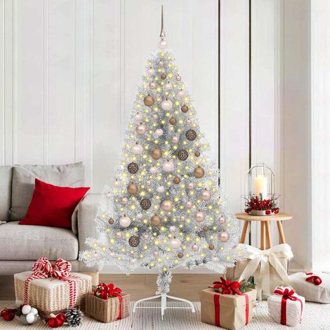 vidaXL Árbol de Navidad Artificial Preiluminado Plateado 180 cm PET (1/5)