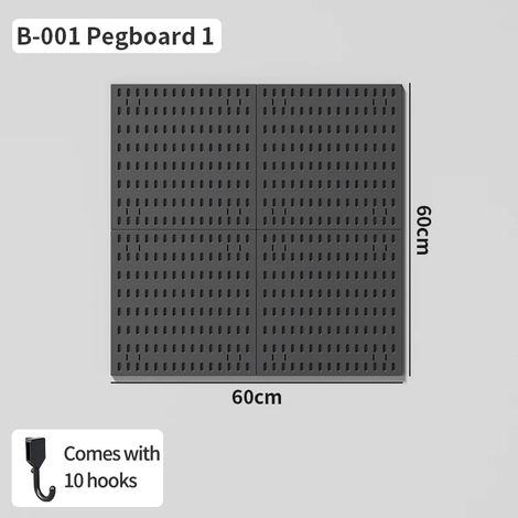 (Lot de 5 Noir) Étagère murale à panneaux perforés sans perçage pour salle de jeux : rangement pour manettes, casques, figurines, clavier, crochets. (1/5)