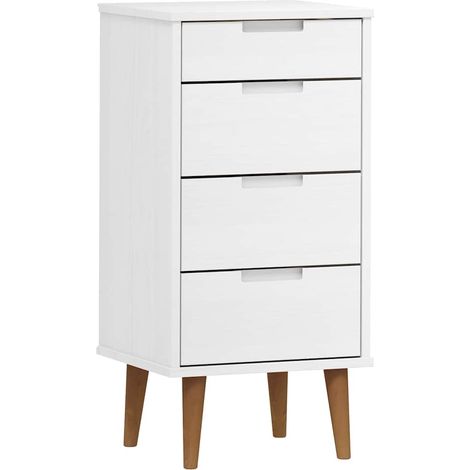 Commode MOLDE Blanc 40x35x82 cm Bois de pin massif