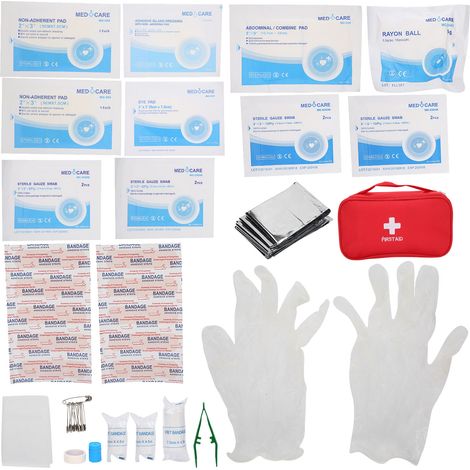 17 pièces / Kit de premiers soins d'urgence en extérieur avec bandes adhésives, gaze et outils de traitement des plaies (1/5)