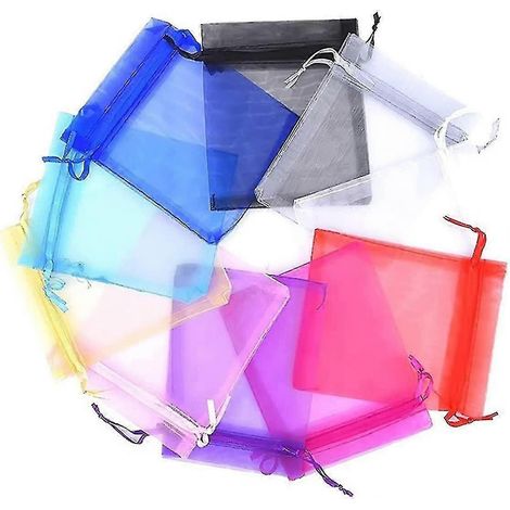 50 sachets cadeaux en organza pour mariage, fête, bonbons, bijoux, décoration, multicolores, 9 x 12 cm (1/5)