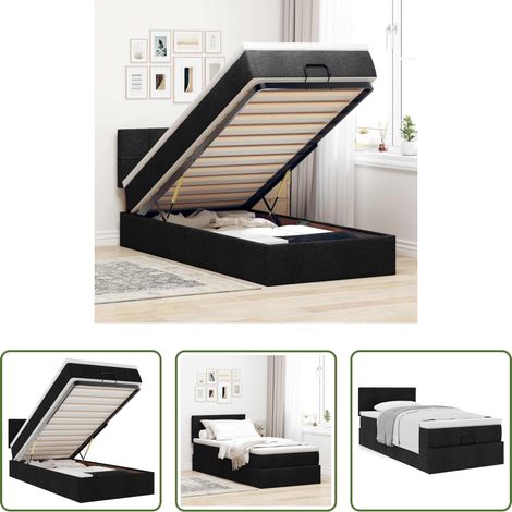 Matratze - Ottoman-Bett mit Matratze Schwarz 100x200 cm Stoff (1/5)