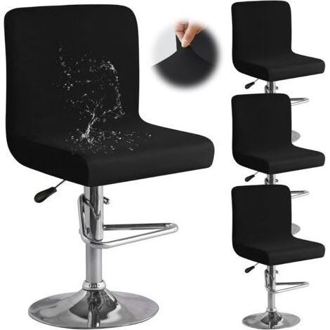 4 Pièces Housse Tabouret De Bar Extensible Chaise pour Chaise Salle À Manger Haute-Black (1/5)