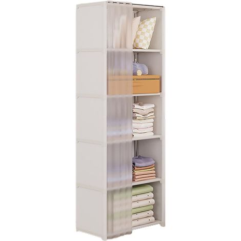Armoire Portable - Étagère À Vêtements  Armoire À Vêtements Tissu Non-tissé  Armoires De Rangement pour Chambre À Coucher  Penderie avec Housse pour Vêtement, Sacs, Chaussures