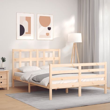 Bed Frame without Mattress Small Double Solid Wood vidaXL (1/5)