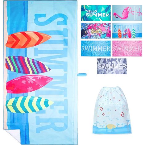 Serviette de Plage Microfibre - 1 Pièce - Tissu Léger Anti-Sable - Séchage Rapide et Compacte - Pour Plage Piscine et Voyage - 180x90cm Motif Planche (1/5)