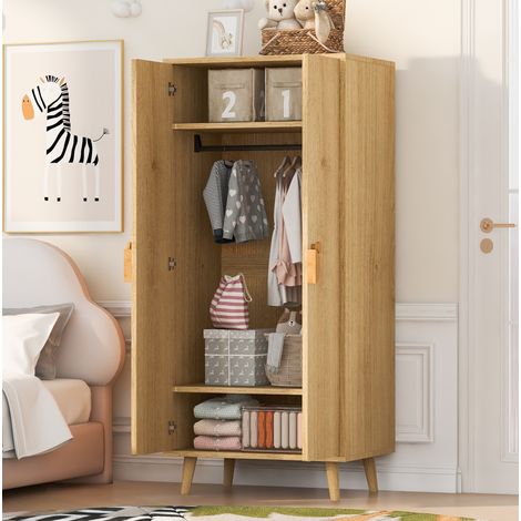 Armadio guardaroba 70x55x170 cm in MDF color legno con contenitore integrato per camera – MEUBLIV (1/5)