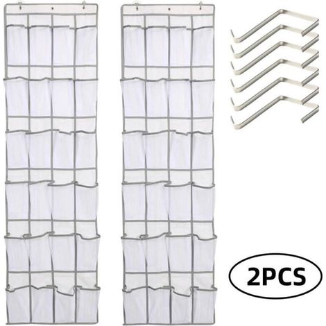 2 Pièces - Rangement à chaussures à 24 poches à mailles larges pour derrière la porte - Étagère à chaussures suspendu derrière la p (1/3)