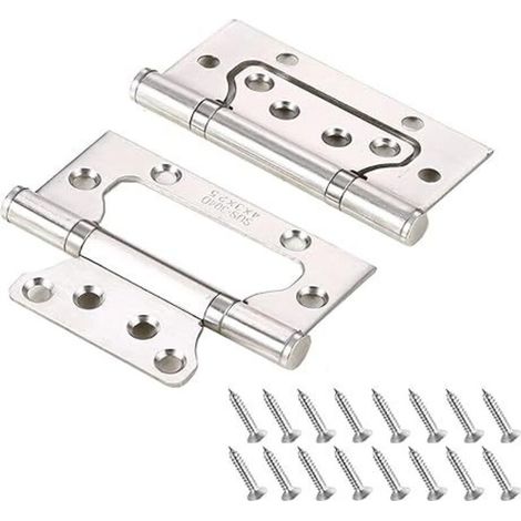 Lot de 2 charnières de magasin, charnières de porte, quincaillerie de construction, charnières de porte en acier inoxydable robustes pour portes en bois, vis métalliques sans fente et connecteurs en a (1/5)