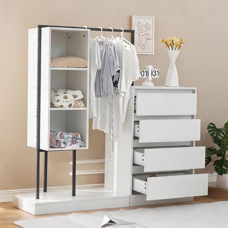 Armoire à tiroirs avec penderie blanc 140 x 40 x 135 cm (1/5)