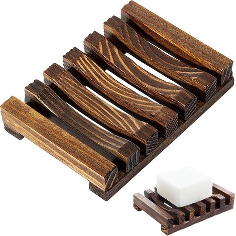 1Pc (11.5cm x 8cm) Wooden Soap Dish, Craft Soap Holder, Soap Drainer Used in Bathrooms, Kitchens, etc, Can Be Placed on Both Sides