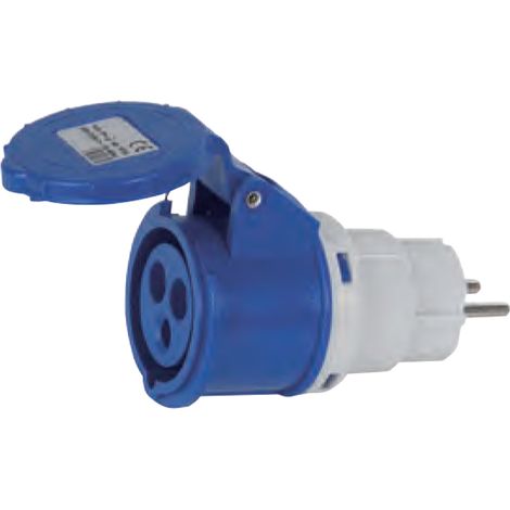 ADATTATORE INDUSTRIALE IP20 SPINA SCHUKO PRESA INDUSTRIALE CEE 2P+T 16A HIT