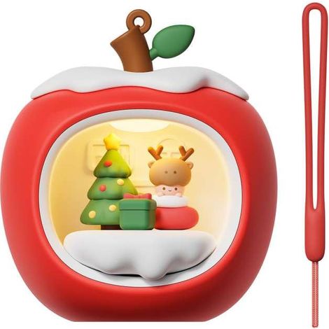 Petite lampe de nuit rechargeable en forme de maison pomme, matériaux sûrs en PVC et ABS, 3 niveaux de luminosité, contrôle par simple tapotement, lumière chaude, lampe de sommeil pour tout-petit, lam (1/5)
