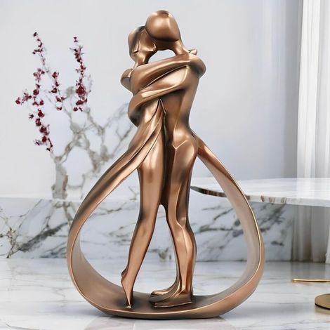 Statues en Résine d'art De Couple Affectueux,Figurines De Couple Câlin Baiser,Sculptures d'anniversaire De Mariage pour Femmes Hommes (1/5)