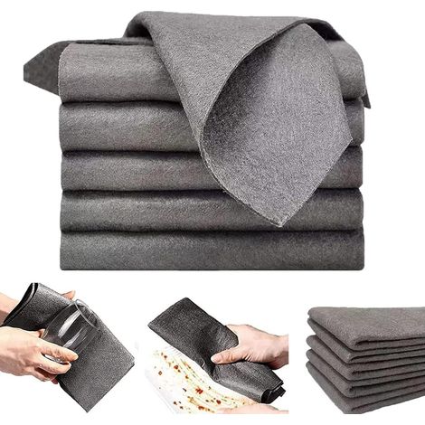 Lot de 5 chiffons de nettoyage magiques épais, chiffons de nettoyage en microfibre multi-usages, chiffons de nettoyage en microfibre réutilisables sans traces (30 x 30 cm) H221 (1/5)