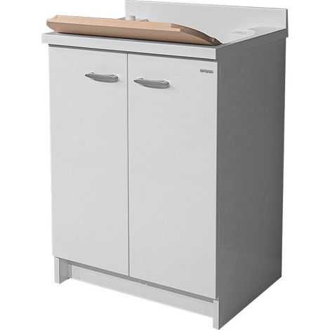 Mobile Lavatoio 60x50x85cm 2 Ante Asse in Legno Montegrappa Marella Bianco con Cesto (1/5)