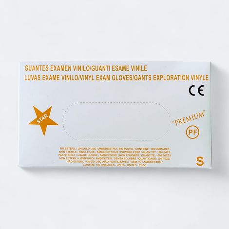 Guantes de vinilo transparentes con diseño de estrella, 100 unidades - Talla S (1/3)
