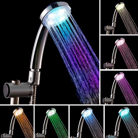 LED-Duschkopf, Hochdruck-Duschkopf mit automatischem 7-Farben-Wechsel, universeller Duschkopf für Zuhause, Hotel und Badezimmer, Chrom (1/4)