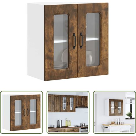Küchenregal -  Küchen-Hängeschrank mit Glastür Kalmar Räuchereiche Holzwerkstoff (1/5)