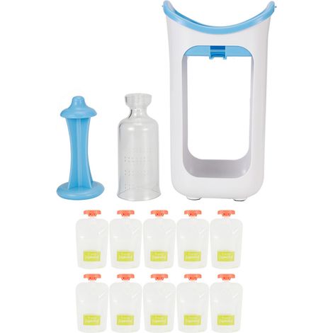 Système de presse à purée portable pour enfants – Presse-fruits et légumes pour sachets alimentaires – Bleu, pour cuisine maison (Station de compression) (1/5)