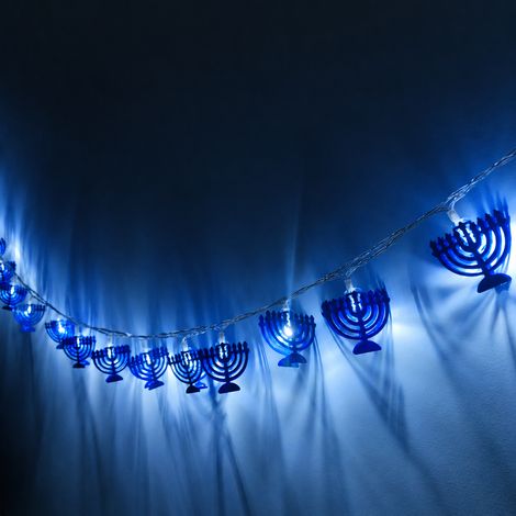 Guirlande lumineuse LED chandelier à 9 branches bleu 3 mètres 20 LED modèle à piles Hanoucca Noël 240 g – Livraison gratuite