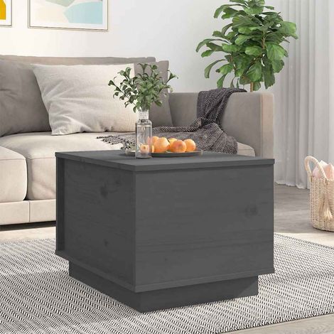 vidaXL Mesa de centro de madera maciza de pino gris 40x50x35 cm (1/5)