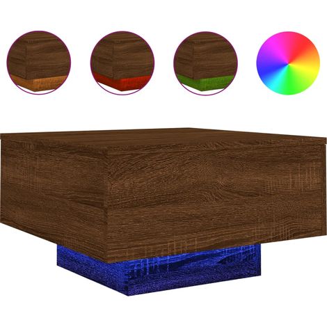 Maison Exclusive - Couchtisch mit LED-Leuchten Braun Eichen-Optik