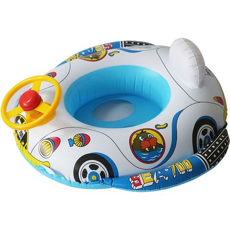 Bouée gonflable pour enfants, en PVC, motif dessin animé, en forme de bateau de vacances. (1/5)