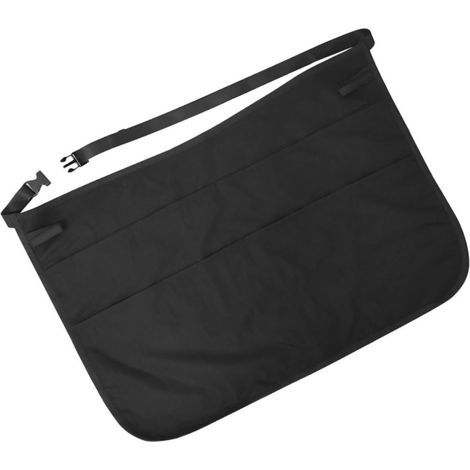 Tablier de Salon Noir avec Plusieurs Compartiments et Ceinture Ajustable pour Rangement D'outils de Coiffure, Polyester et Nylon, pour Salons de Beauté et Barbiers (1/5)