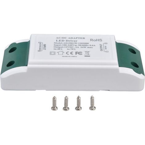 Pilote LED 12V 24W 2A – Transformateur pour bandes lumineuses et éclairage d'armoire – AC 100-240V – Installation facile et sécurisée - AC100-240V (1/5)