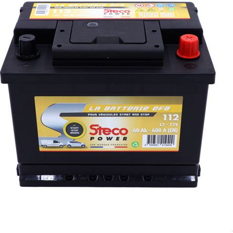 Batterie 12V 60Ah 600A 242x175x190 systeme start&stop stecopower - 112