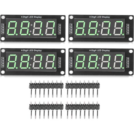 Tube Numérique à 4 Camiffres, Module d'Horloge à 7 Segments Module d'Affichage à LED 'Affichage à Segment LED À Tube à 4 Chiffres TM1637 0,56in (Vert MRA041A). (1/5)