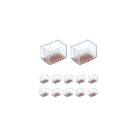 12 Stück rechteckige Stuhlbeinschoner aus Silikon für Stuhl-/Tisch-/Sofabeine, Breite 24–30 mm x Länge 39–47 mm, Herdschutz (1/5)