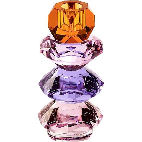 Porte-bougie élégant rose en verre - Rose poudré et violet lumineux (1/5)