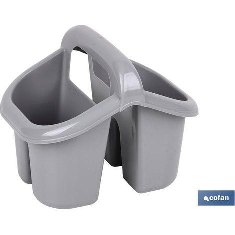 Besteck-Abtropfgestell mit grauem Griff, 19,5 x 15,5 x 16 cm