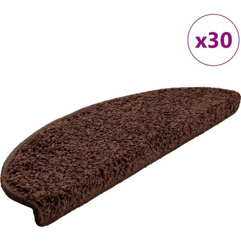 Stair Mats 30 pcs 65x21x4 cm Brown Half Round Large vidaXL
