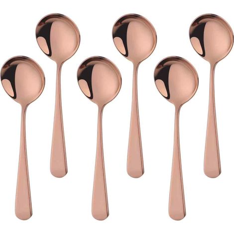 Cuillère À Soupe - En Acier Inoxydable - 16 cm - Pour Soupe Dessert Porridge Yaourt Fruits - Lot De 6 (1/5)