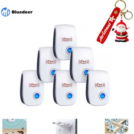 6pcs Répulsif à Ultrason Antiparasitaire, Ultrason Souris Répulsif à Souris, Intérieur Répulsif Anti Moustique Ultrason, Appareil Anti Rats/Cafards/Rongeurs/Fourmis/Araignées/Insectes